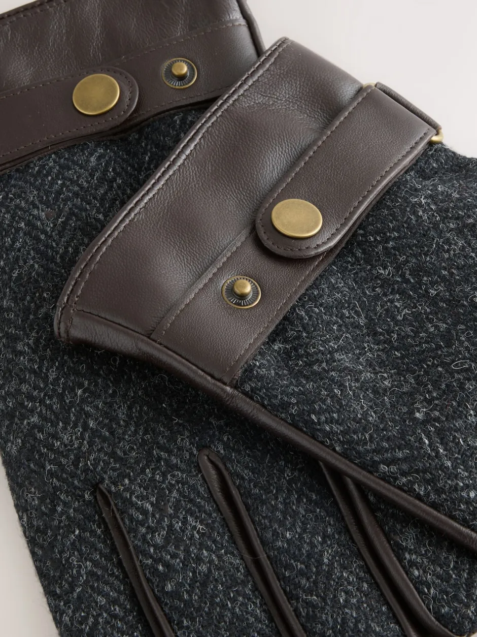 Next Gris - Gants Harris Tweed et Cuir Best