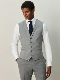 Next Gris - Gilet de costume à détails en tissu contrasté Discount