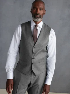 Next Gris - Gilet de costume en flanelle de laine et cachemire mélangés Signature Zignone Outlet