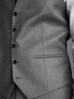 Next Gris - Gilet de costume en flanelle de laine et cachemire mélangés Signature Zignone Outlet