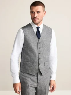 Next Gris - Gilet de costume Signature Abraham Moon 100% laine britannique Donegal Sale