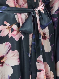 Long Tall Sally Gris - Peignoir maxi en satin New