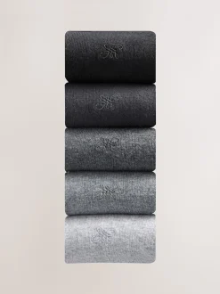 Next Gris - Lot de 5 - Chaussettes fraîches brodées durables Outlet