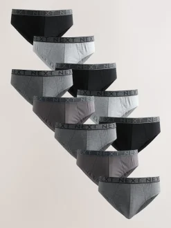 Next Gris - Lot de 10 - Slips riches en coton Clearance