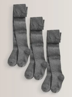 Next - Lot de 3 de collants pour l'école en coton riche Gris Sale