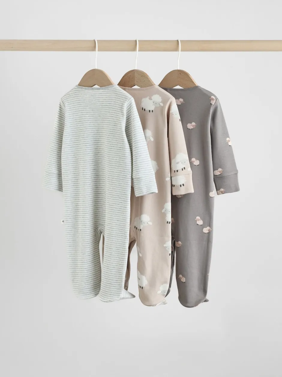 Next Gris - Lot de 3 dors-bien à boutons-pression bébé Outlet