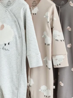 Next Gris - Lot de 3 dors-bien à boutons-pression bébé Outlet