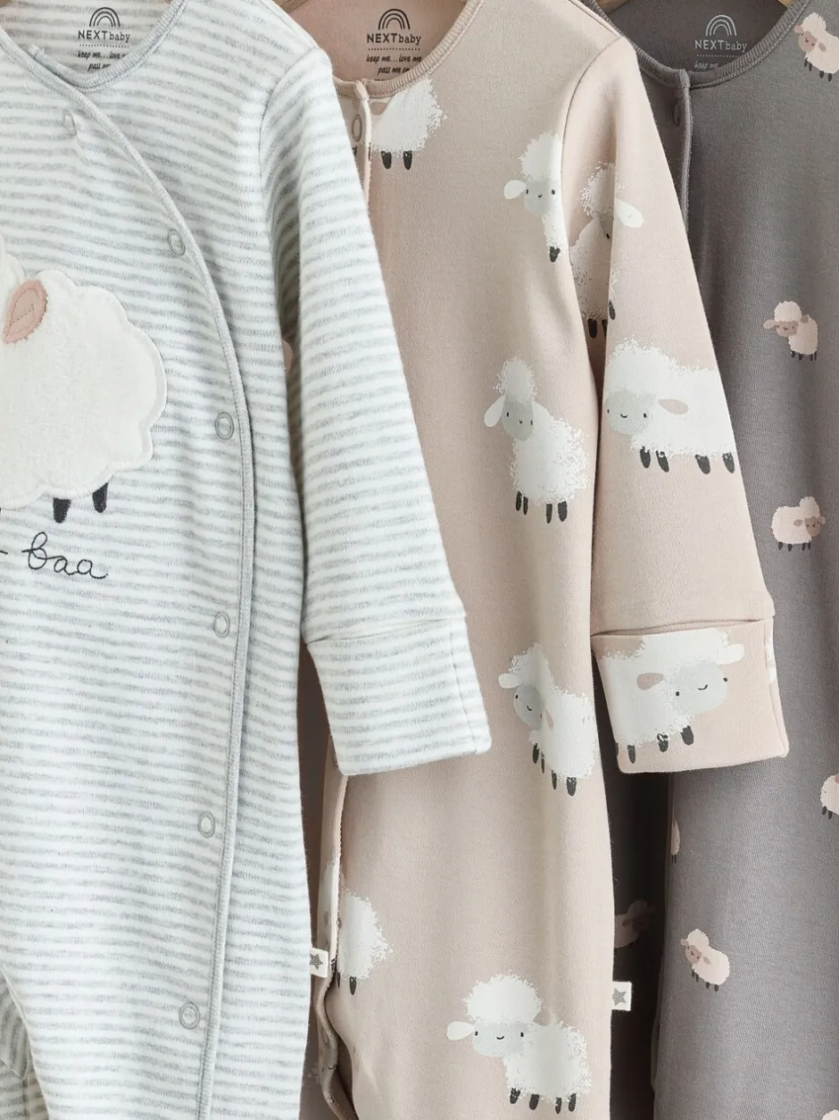 Next Gris - Lot de 3 dors-bien à boutons-pression bébé Outlet