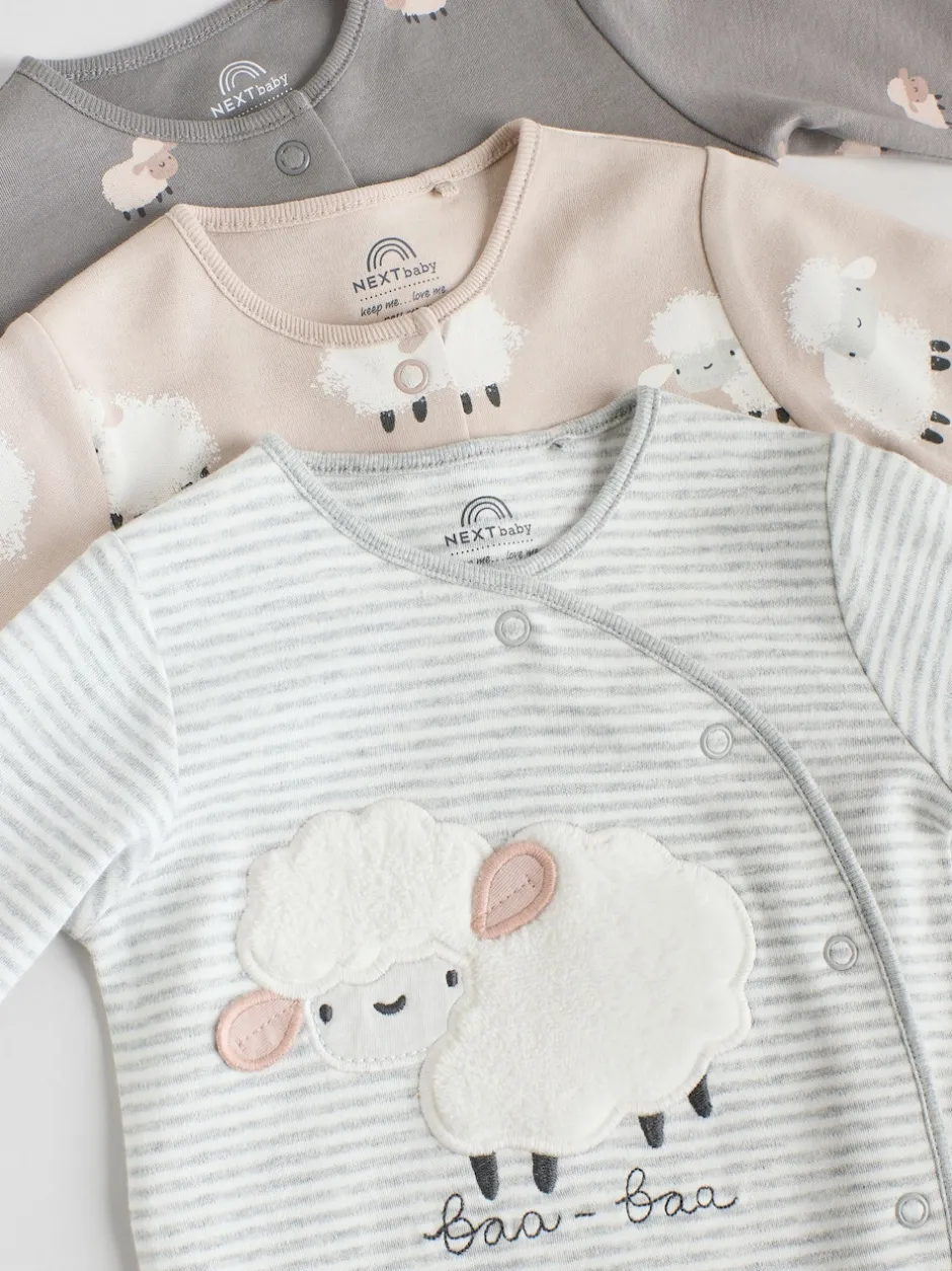 Next Gris - Lot de 3 dors-bien à boutons-pression bébé Outlet