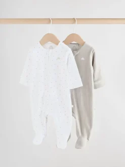 Next Gris - Lot de 2 dors-bien zippés en velours pour bébé (0-2ans) Clearance
