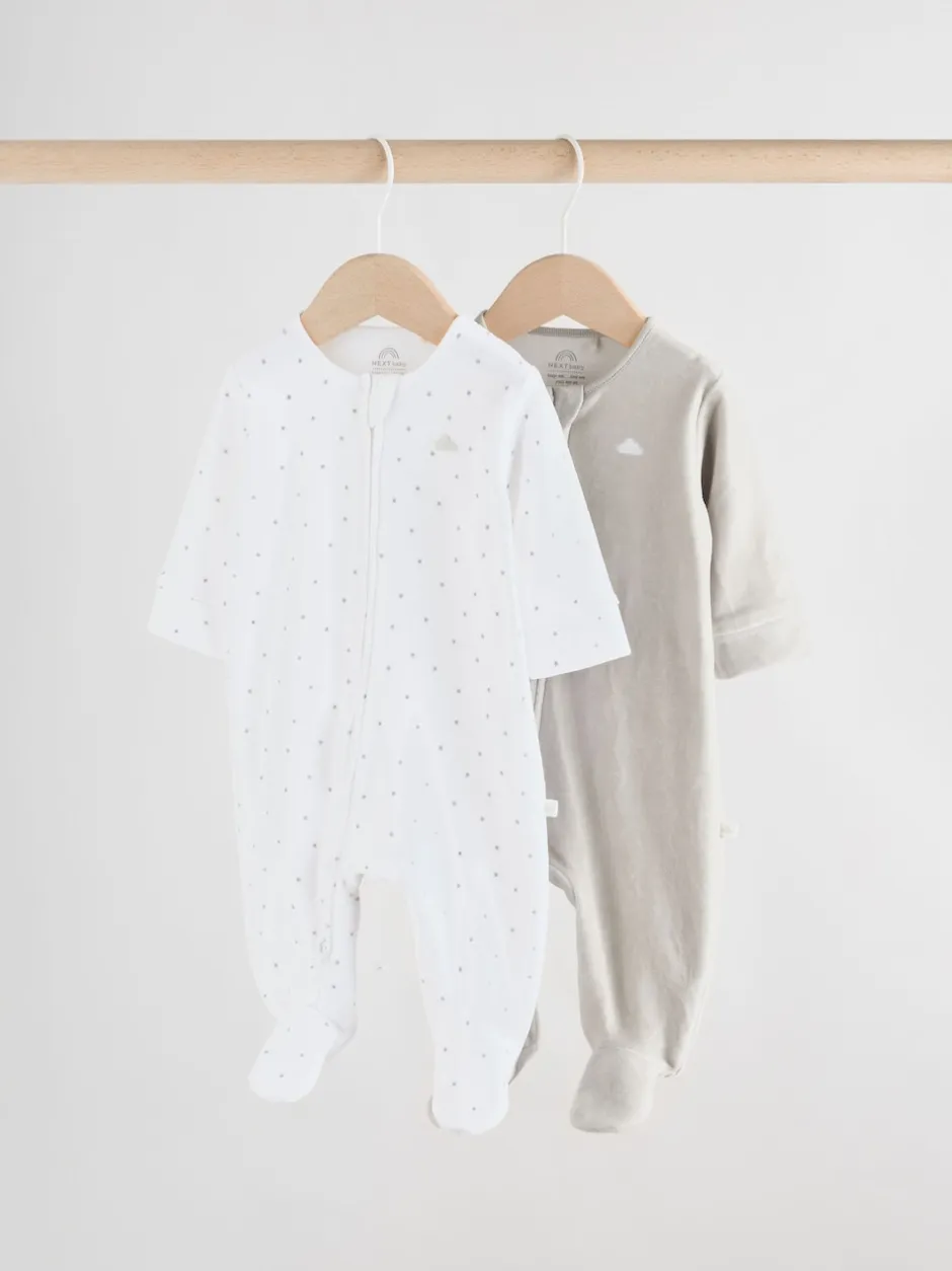 Next Gris - Lot de 2 dors-bien zippés en velours pour bébé (0-2ans) Clearance