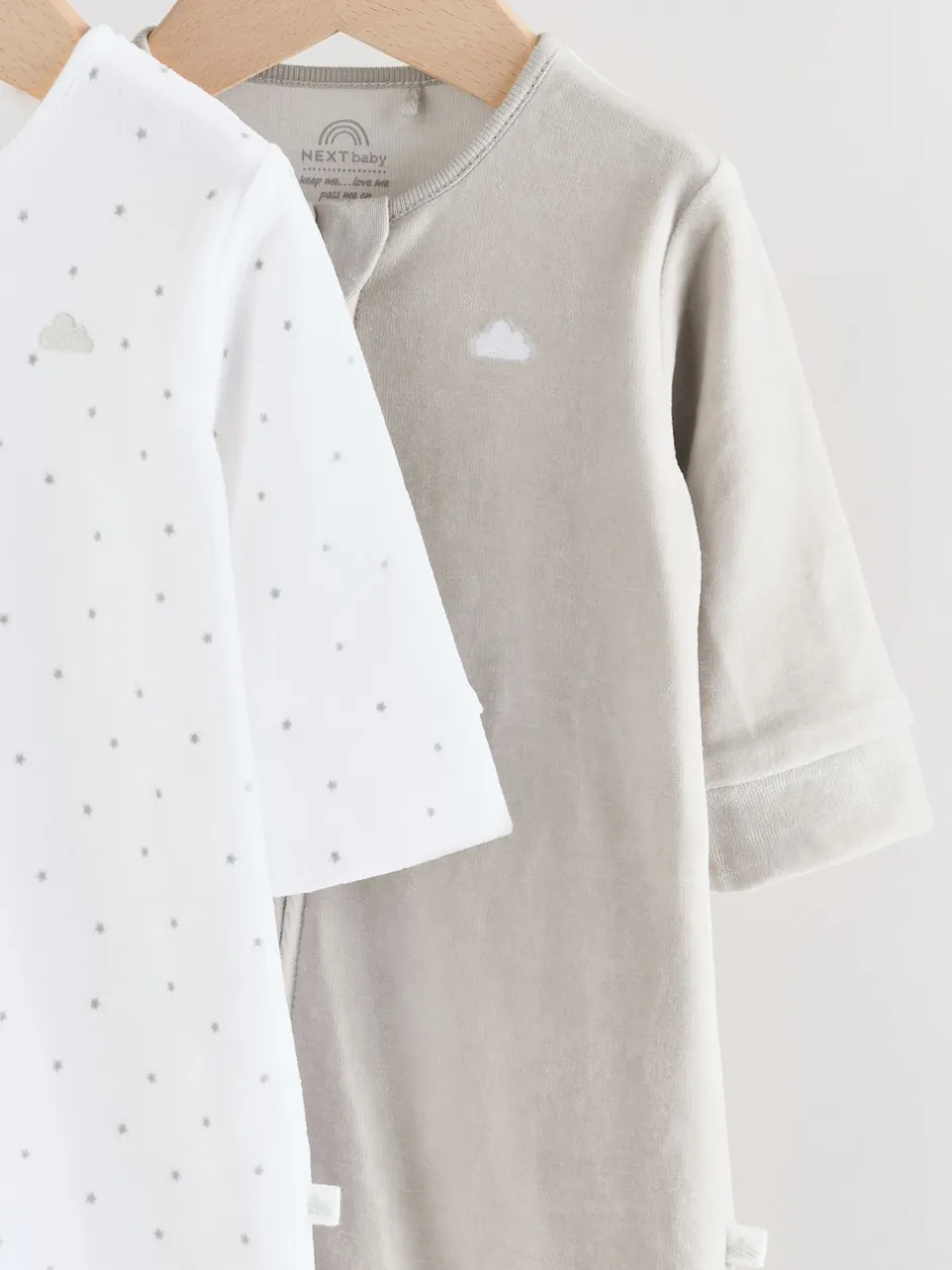 Next Gris - Lot de 2 dors-bien zippés en velours pour bébé (0-2ans) Clearance