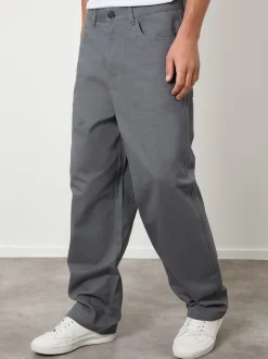 Threadbare Gris - Pantalon chino coupe Ample à 5 poches Outlet