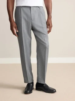 Next Gris - Pantalon élégant Signature Reiss Regular fuselé en 100% laine mérinos avec dos élastique Outlet