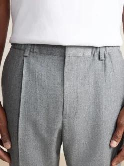 Next Gris - Pantalon élégant Signature Reiss Regular fuselé en 100% laine mérinos avec dos élastique Outlet