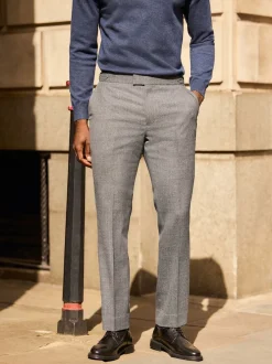 Next Gris - Pantalon Signature Smart en laine italienne texturée avec pattes d'ajustement sur les côtés Outlet