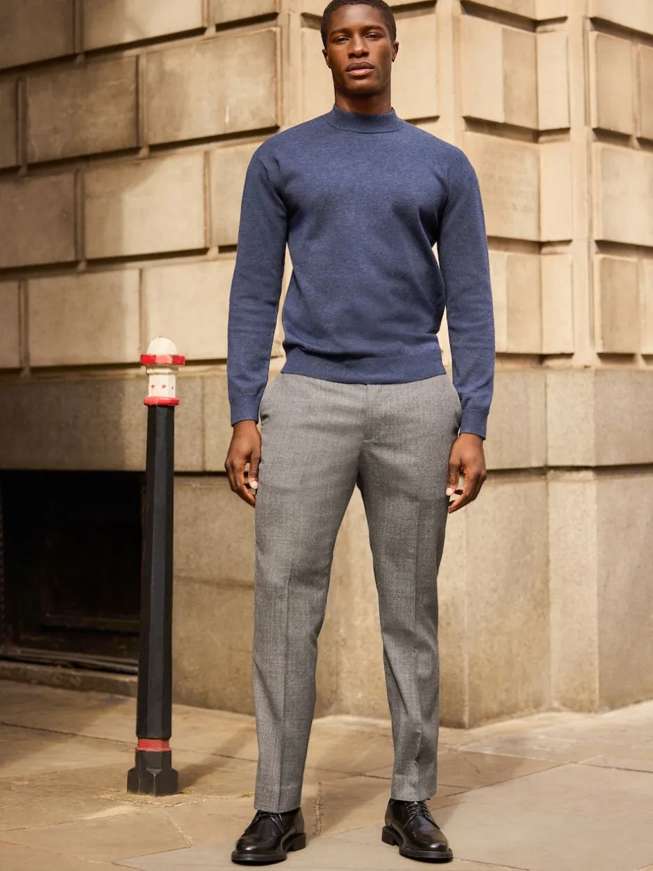 Next Gris - Pantalon Signature Smart en laine italienne texturée avec pattes d'ajustement sur les côtés Outlet