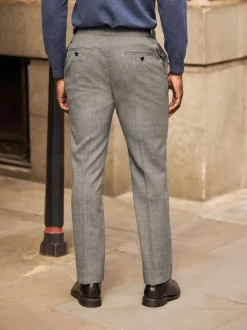 Next Gris - Pantalon Signature Smart en laine italienne texturée avec pattes d'ajustement sur les côtés Outlet