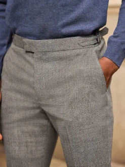 Next Gris - Pantalon Signature Smart en laine italienne texturée avec pattes d'ajustement sur les côtés Outlet