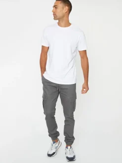 Threadbare Gris - Pantalon en coton Blend poche à poignets Outlet