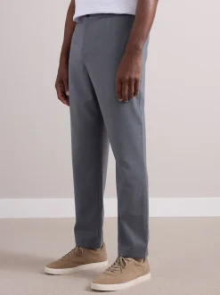 Next Gris - Pantalons Habillé texturés à taille élastiquée en laine