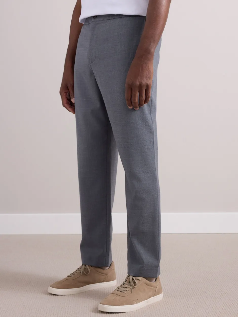 Next Gris - Pantalons Habillé texturés à taille élastiquée en laine