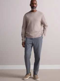 Next Gris - Pantalons Habillé texturés à taille élastiquée en laine