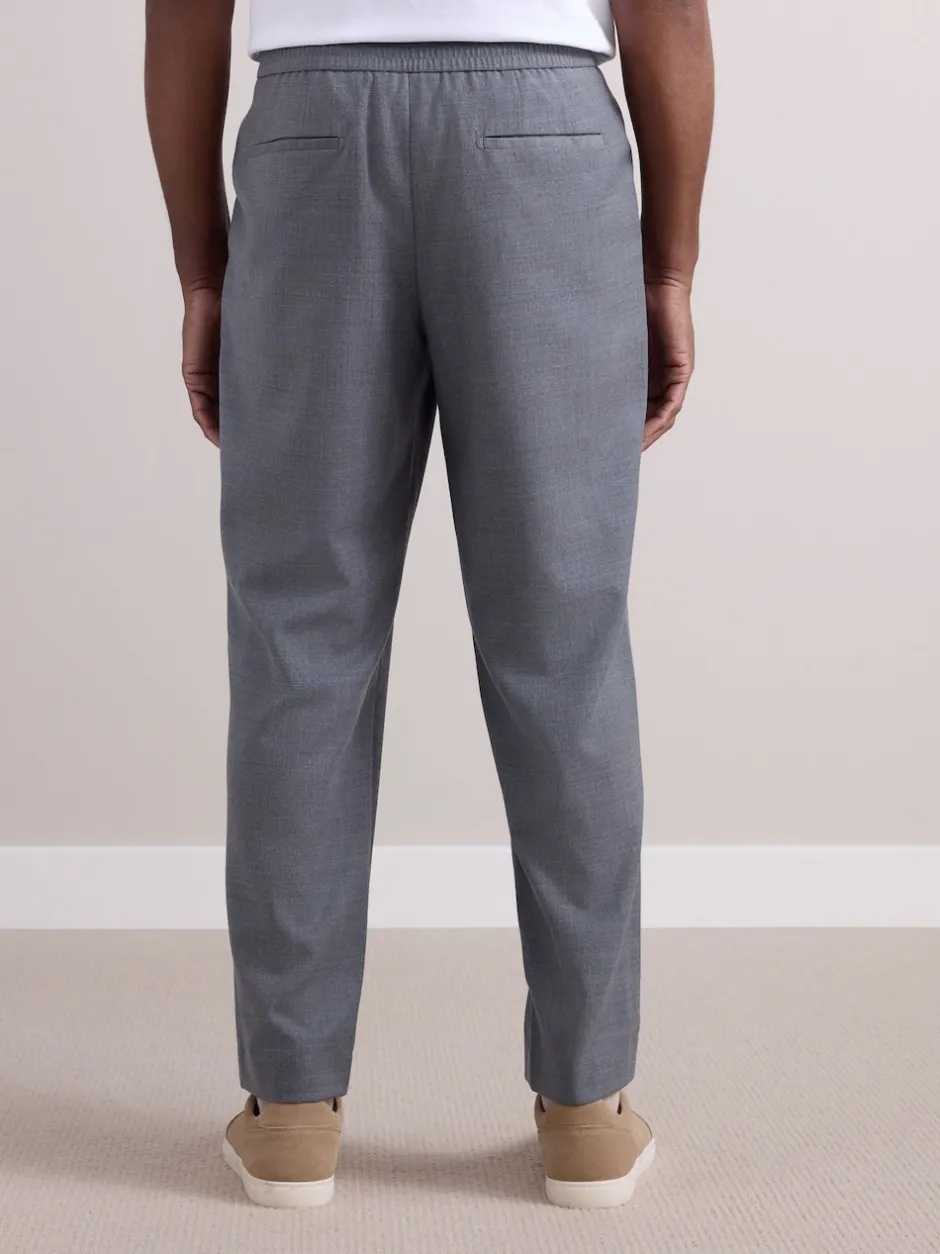 Next Gris - Pantalons Habillé texturés à taille élastiquée en laine