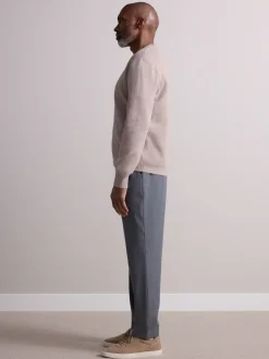 Next Gris - Pantalons Habillé texturés à taille élastiquée en laine