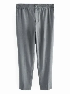 Next Gris - Pantalons Habillé texturés à taille élastiquée en laine