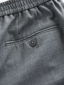 Next Gris - Pantalons Habillé texturés à taille élastiquée en laine