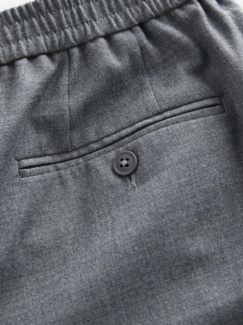Next Gris - Pantalons Habillé texturés à taille élastiquée en laine