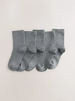 Next Gris - Paquet de 5 chaussettes d'école en coton riche Clearance