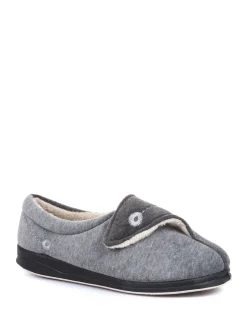 Pavers Gris - femme Chaussons entièrement à fermeture tactile avec semelle permassique Online