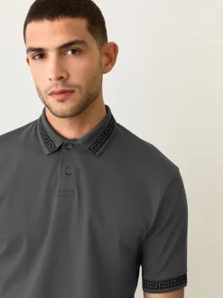 Next - Polo à col intelligent Manches courtes Gris Hot