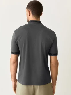 Next - Polo à col intelligent Manches courtes Gris Hot