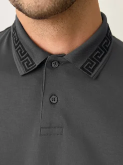 Next - Polo à col intelligent Manches courtes Gris Hot