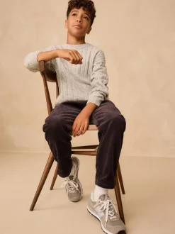 Next Gris - Pull à col rond en maille torsadée (3-16ans)