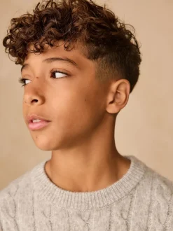 Next Gris - Pull à col rond en maille torsadée (3-16ans)