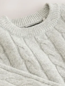 Next Gris - Pull à col rond en maille torsadée (3-16ans)