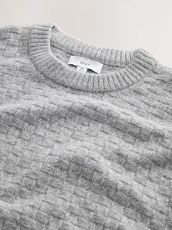 Next Gris - Pull à Coupe classique texturé en maille à Col rond Online