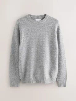 Next Gris - Pull à Coupe classique texturé en maille à Col rond Online