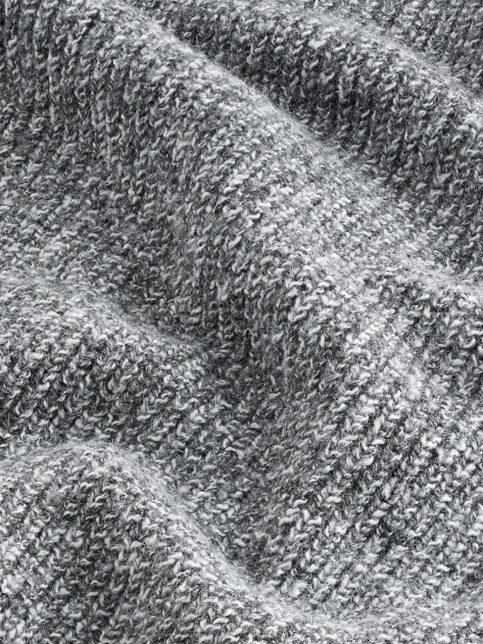 Next Gris - Pull Coupe classique texturé en maille à col zippé avec laine New