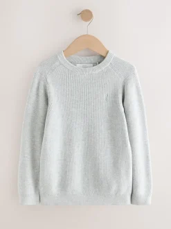 Next - Pull en maille col rond en coton (3-16ans) Gris Sale
