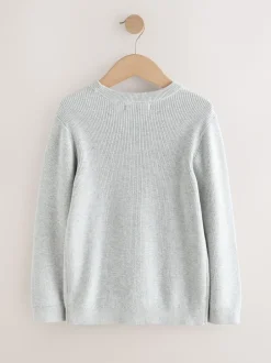 Next - Pull en maille col rond en coton (3-16ans) Gris Sale