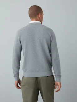 Next Gris - Pull Oxford texturé coupe classique Best