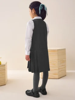 Next Gris - Robe d’école Pinafore brodée zippée sur le devant (3-14ans)