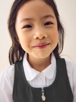 Next Gris - Robe d’école Pinafore brodée zippée sur le devant (3-14ans)