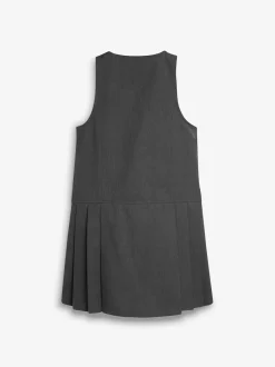 Next Gris - Robe d’école Pinafore brodée zippée sur le devant (3-14ans)