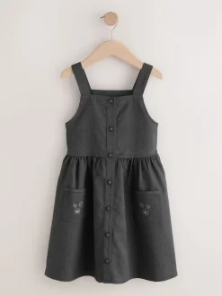 Next Gris - Robe d’école Tablier brodée boutonnée sur le devant (3-14ans) Online